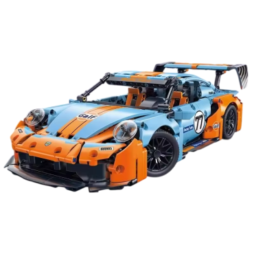 KIT DE BLOCOS DE MONTAR MACHINE PLAYER CARRO DE CORRIDA RÉPLICA GULF COM CONTROLE REMOTO 1/14 975 PEÇAS 66608